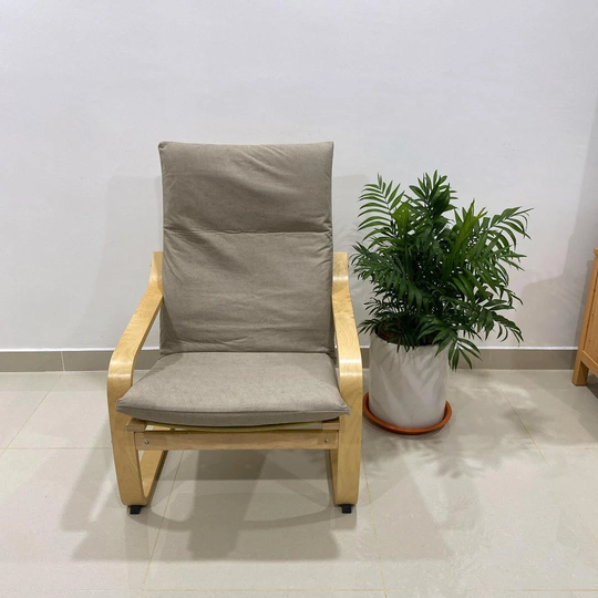 Faux Leather | Ikea Poang Chair Cushion Cover - Grey Print