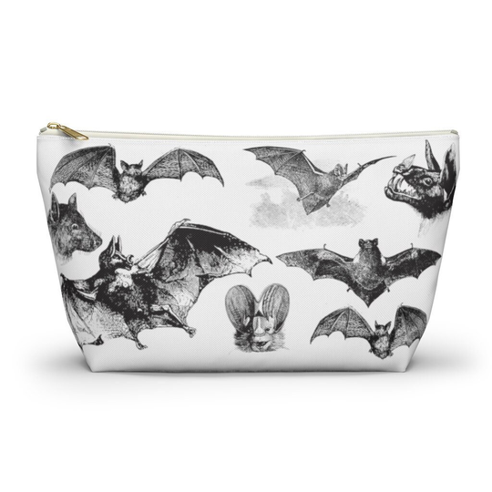 Gothic Bats Bag | Zipper Accessory Makeup Dark Academia Witchy Art Pencil Case