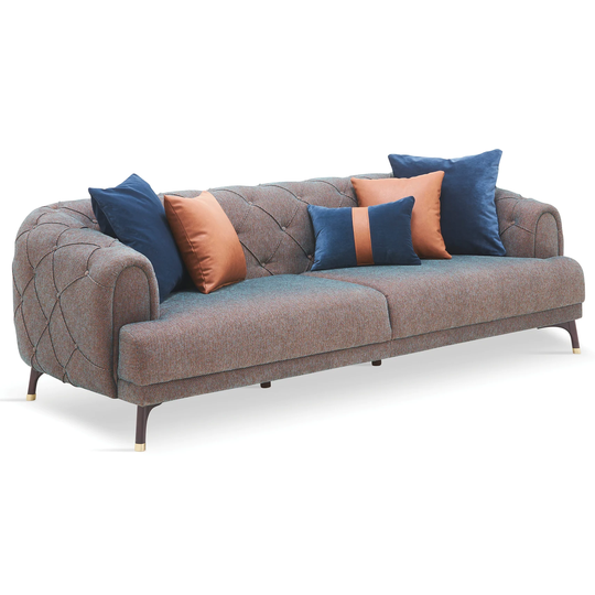 Nonda Plush Upholstered Mid-Century Modern Tufted Back Sofa