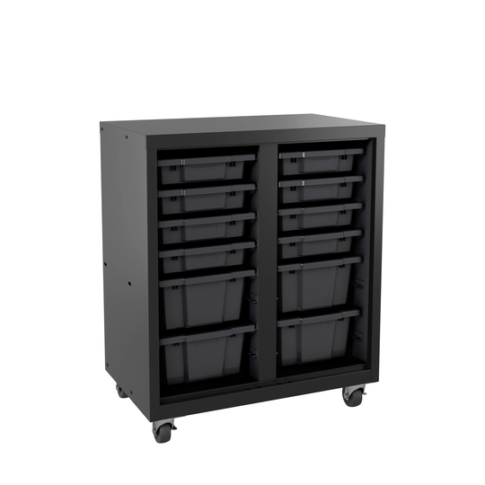 Space Solutions Bin Storage Cabinet Mobile, 36x30x18, Black/Graphite