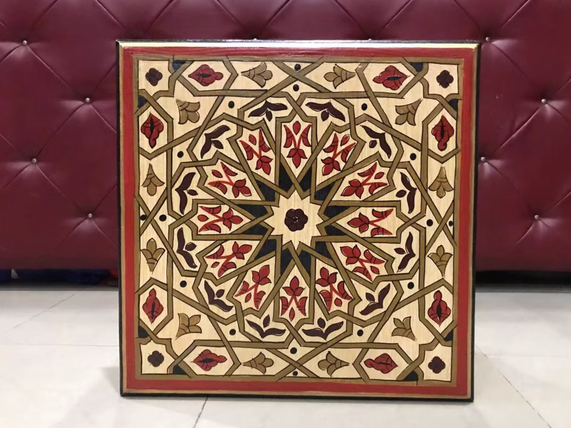 17'' Square Beige Wooden Coffee Table/ Moroccan Home, Boho Table, Berber Style, Designe,, Home Decor, Tea&coffee Table