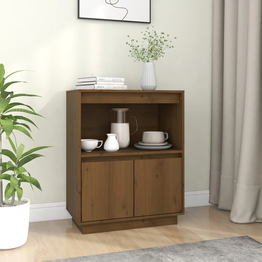 vidaXL Sideboard Honey Brown 23.6"x13.4"x29.5" Solid Wood Pine