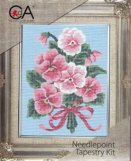 Pansy Bouquet Needlepoint Kit | Cotton Yarn | Size 5.5"x7"