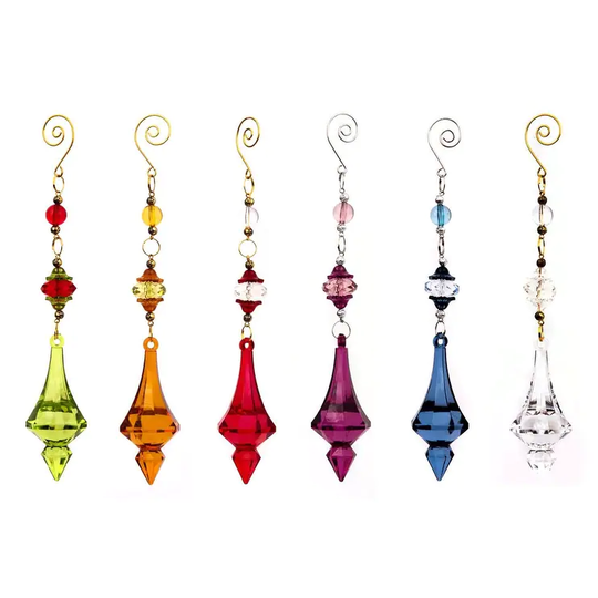 9" Long Hanging Acrylic Ornaments in 6 Assorted Colors - 1.5x1.5x9.25