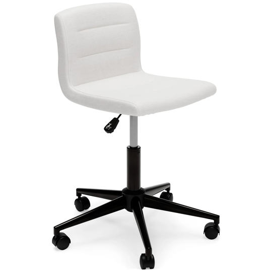 Leah 22 Inch Modern Swivel Office Chair, Polyester, Tufted, White, Black