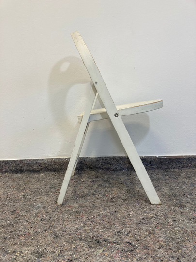 Vintage Folding Wooden Chair/ Mid Century Modern, White Outdoor Garden Chair, Rustic Retro Portable Patio Furniture/ Home Decor Chair