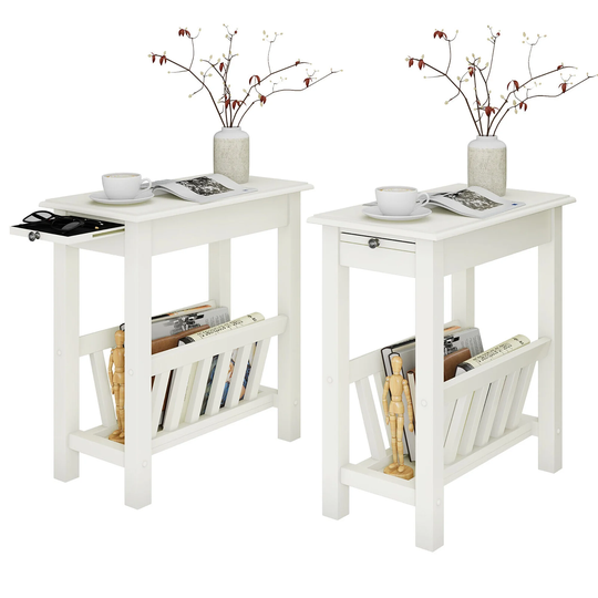 Gymax 2 PCS Side Table End Table Nightstand w/ Bottom Storage Shelf &