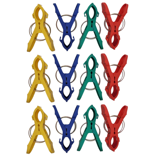 Handy Housewares Jumbo High-Quality Plastic Snack Chip Food Bag Clips - 4 Pack - Great for Uses Around The House - Multi-Color