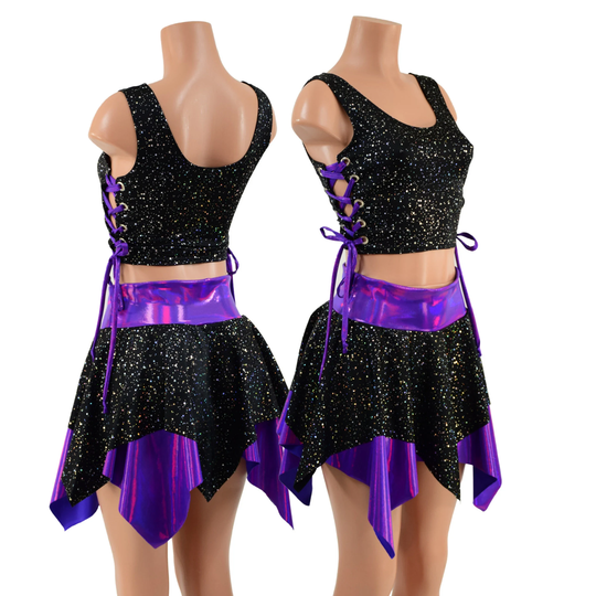star Noir Crop Tank With Grape Holo Laceups On Sides & Pixie Skirt Wb Longer Layer, Shorter Layer 1579129