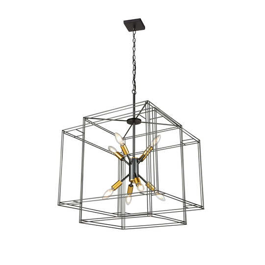 Artcraft Artisan 8-Light Pendant Light in Black and Brushed Brass