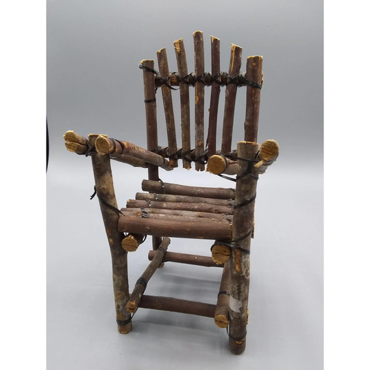 Miniature Twig Adirondack Chair, Doll Furniture, Plant Stand, Rustic Lodge Decor, Folk Art Centerpiece