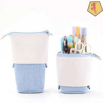 Pen Pencil Telescopic Holder Stationery Case Stand Up Pencil Holder Telescopic Pencil Case Cosmetics Pouch Stand Store Pen Organizer For Students Boys