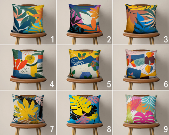 Abstract Colorful Pillow Case, Multi-Colored Bright & Vivid Cover, Decorative Floral Cushion Housewarming Gift, Modern Decor