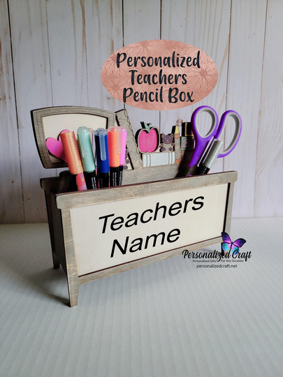 Custom Teacher Gift Pencil Pen Box, Personalized Multi Layer Laser Engraved Cut Wood Box Thoughtful Gift For Awesome Instructor