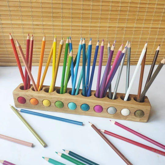 Gift For Kids, Wooden Oak Pencil Holder, Montessori Toddler Gift, Wood Desk Organizer, Decor, Office Organizer