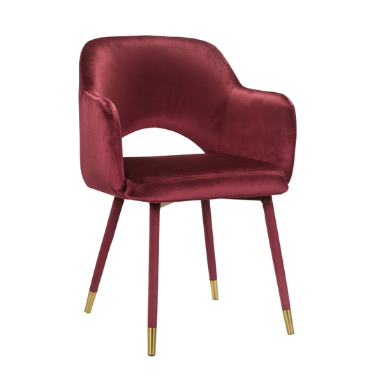 ACME Applewood Accent Chair in Bordeaux-Red Velvet & Gold