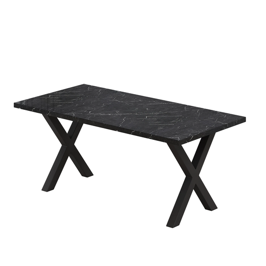 70.87" Dining Table w/ Printed Marble Table Top and X-Shape Table Leg