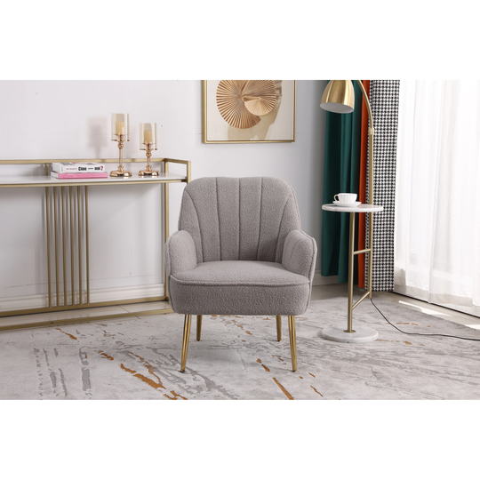Modern Teddy fabric Ergonomics Accent Chair Curved Back Living Room Chair Bedroom Chair Home Chair