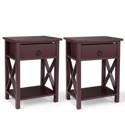 Set Of 2 Bedside Tables With Drawers, Side Table
