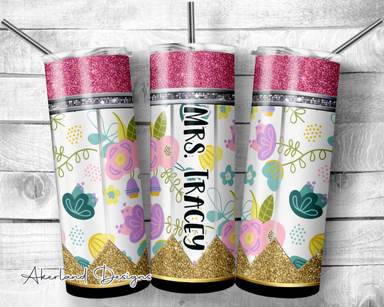 Floral Art Pencil Tumbler 20 Oz - 30 | Personalize With Name Or Phrase Gift For Teachers Back To School Gift