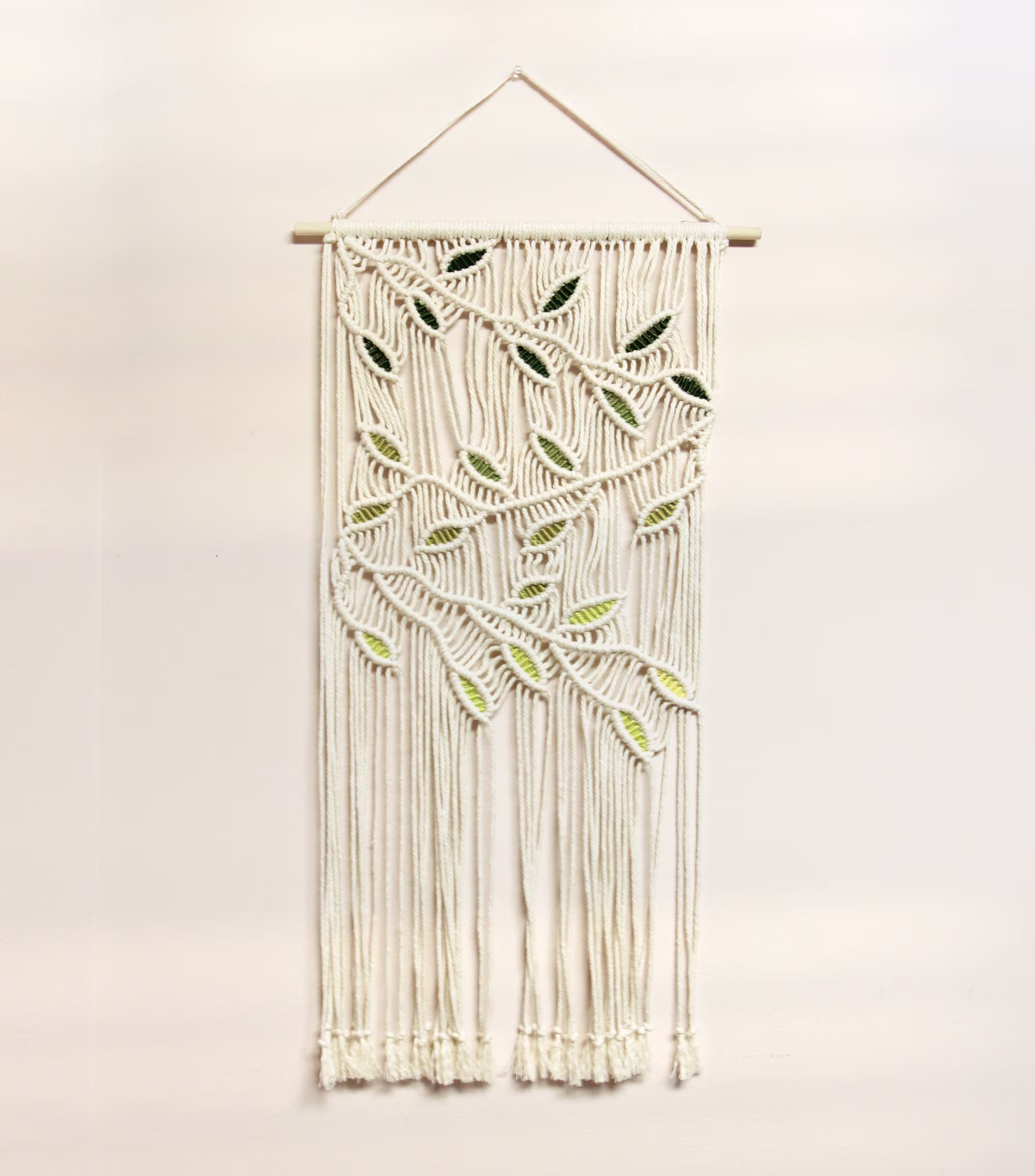 Macrame Nature Colored Customizable Leaves Vine Wall Hanging | Home Decor Boho Chic Housewarming Gift Natural Color Spring Art