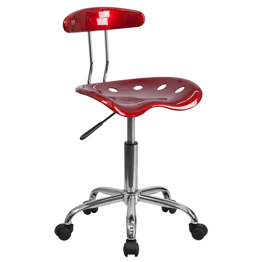 Saddle Wine Red Home Office Chair with Tractor Seat