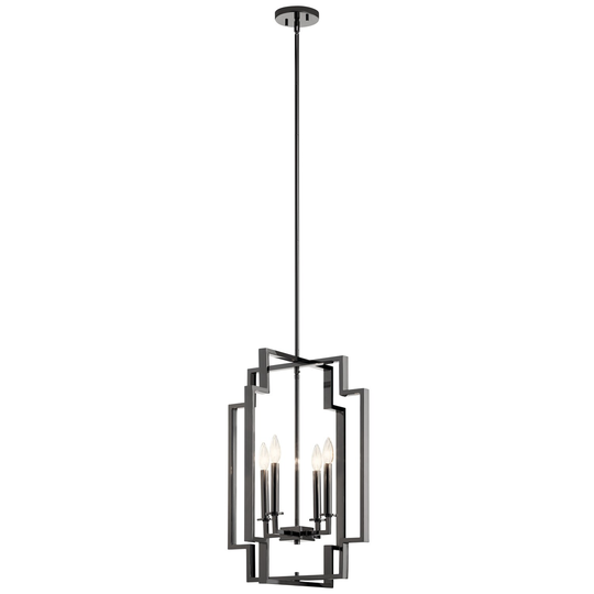 Kichler Downtown Deco 25 inch 4 Light Large Foyer Pendant in Midnight Chrome