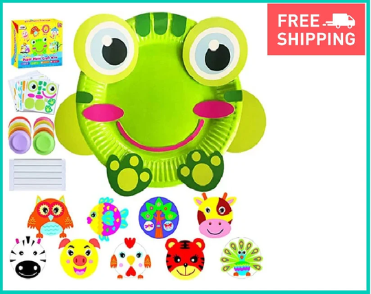 Art Craft Gift For Kids Paper Plate Kit Girl Boy Toy Diy Animal Supply Projects Toddler Creative Activity Children Preschool