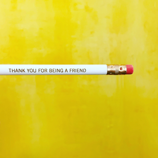 Thank You For Being A Friend Engraved Pencils Set Of 3 in White. Back To School Supplies, Office Stocking Stuffers