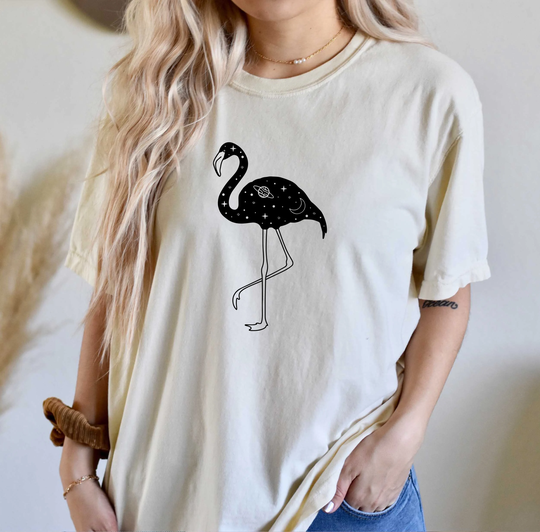 Comfort Colors Celestial Animals Shirt, Flamingo Top, T-Shirt, Comfy Oversized Boho