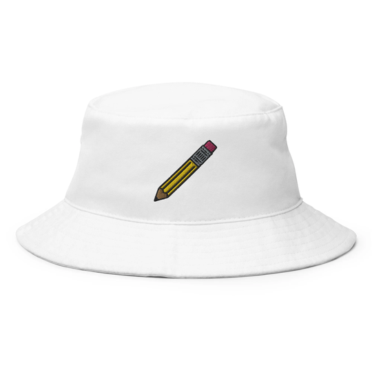 Pencil Bucket Hat, Embroidered Handmade Unisex Adult Cotton Sun Summer Hat Gift - Multiple Colors